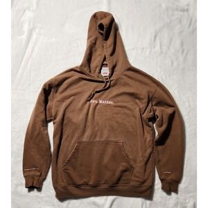 You Matter Brown Embroidered Cozy Hoodie Men Size Large